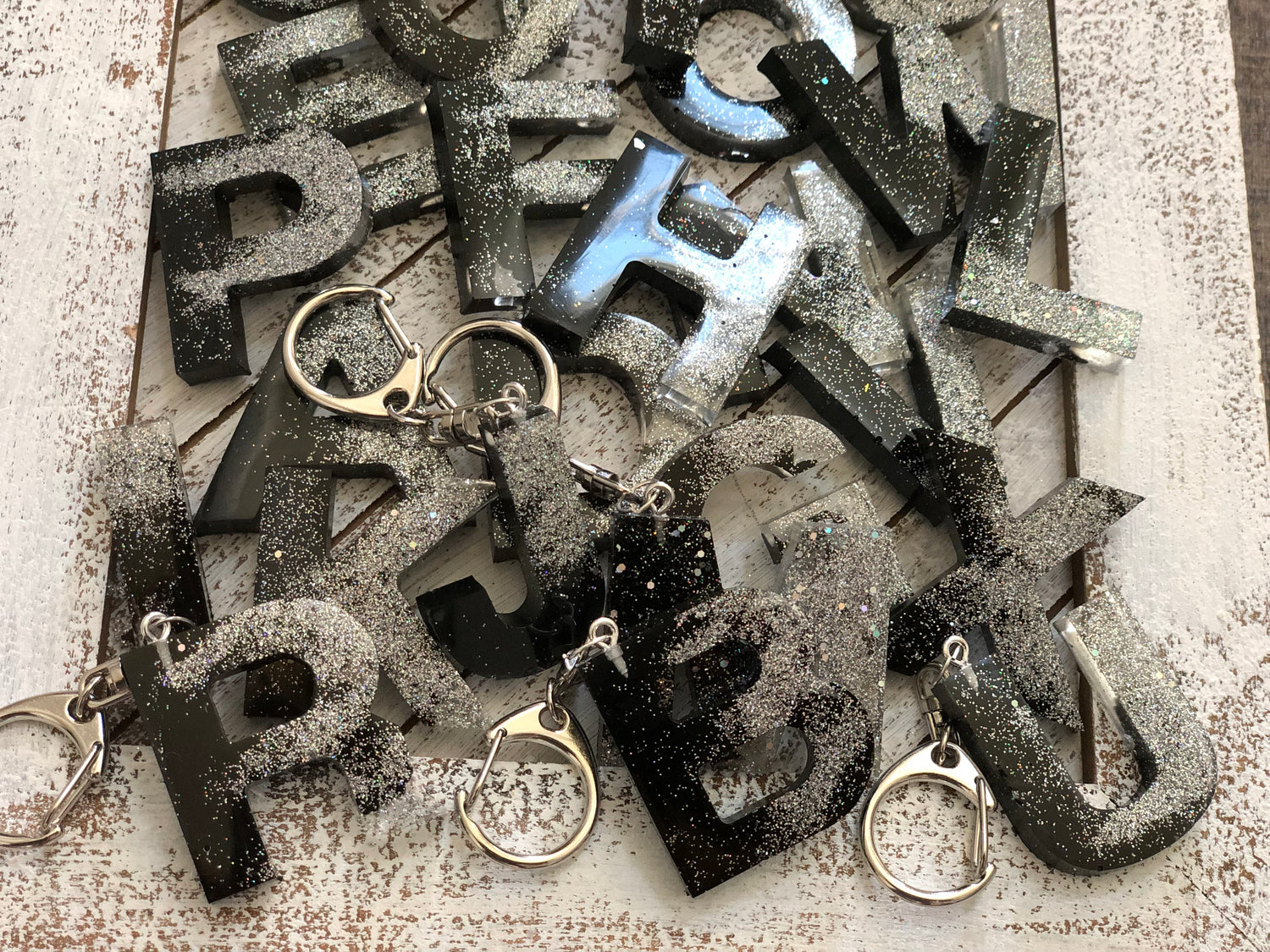 Alphabet Key Chain, Resin Keychain, Epoxy Key Ring