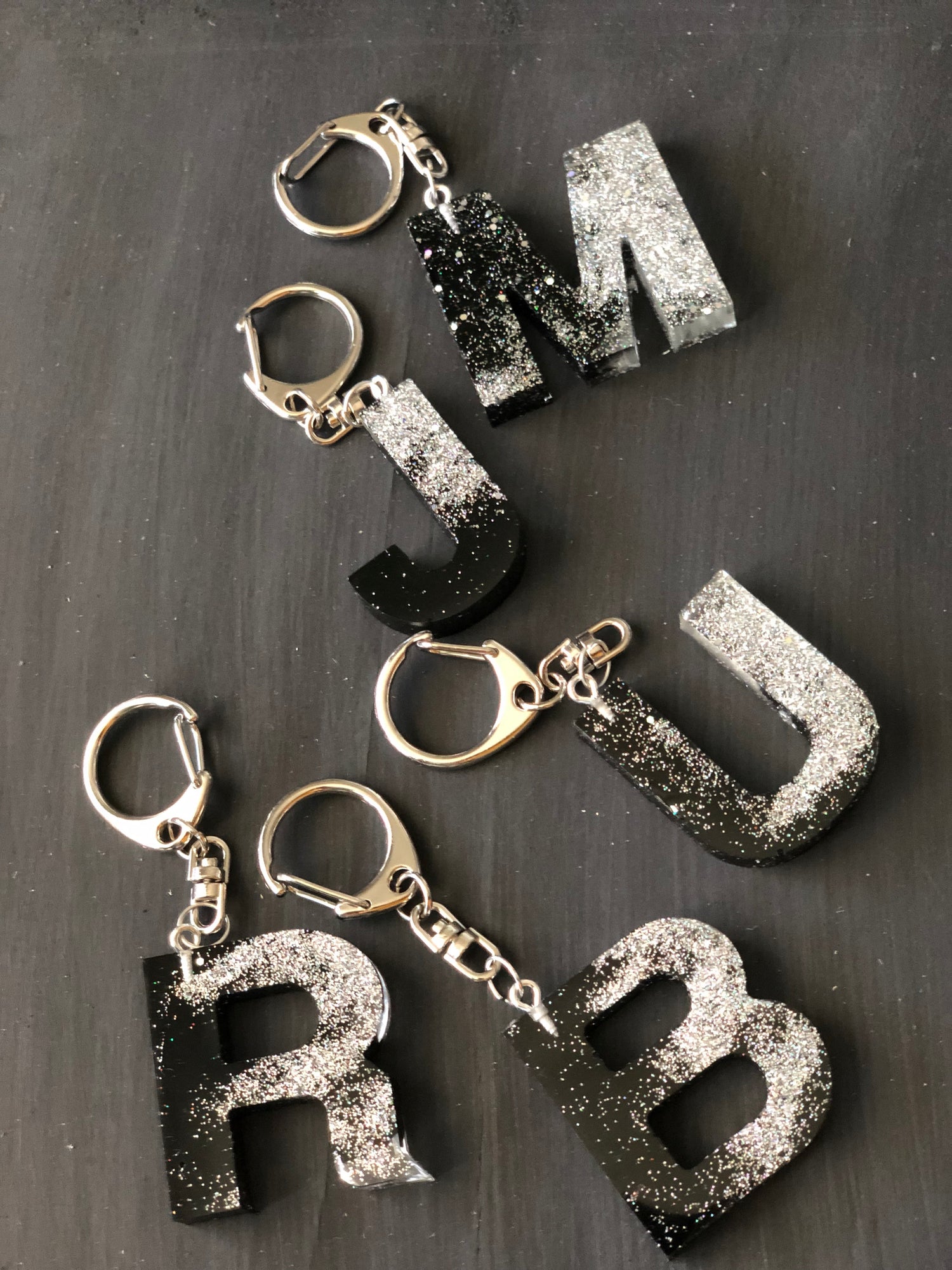 Alphabet Key Chain, Resin Keychain, Epoxy Key Ring