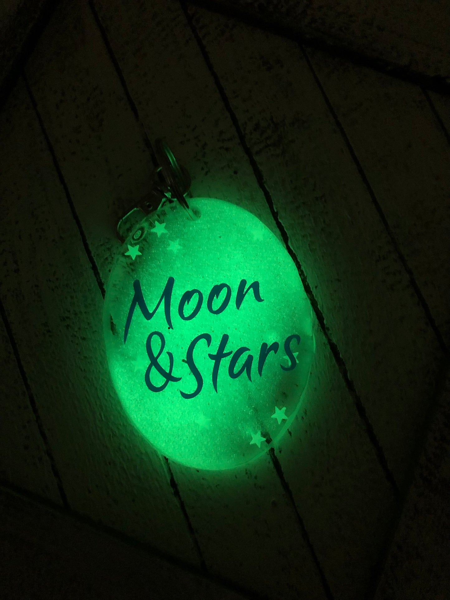 Moon and Stars Glow in the Dark Key Chain, Resin Keychain
