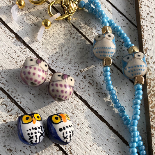 Owl glasses chain, mask chain holder, beaded mask chain, face mask chain, beaded glasses chain, gift for her, sunglass chain